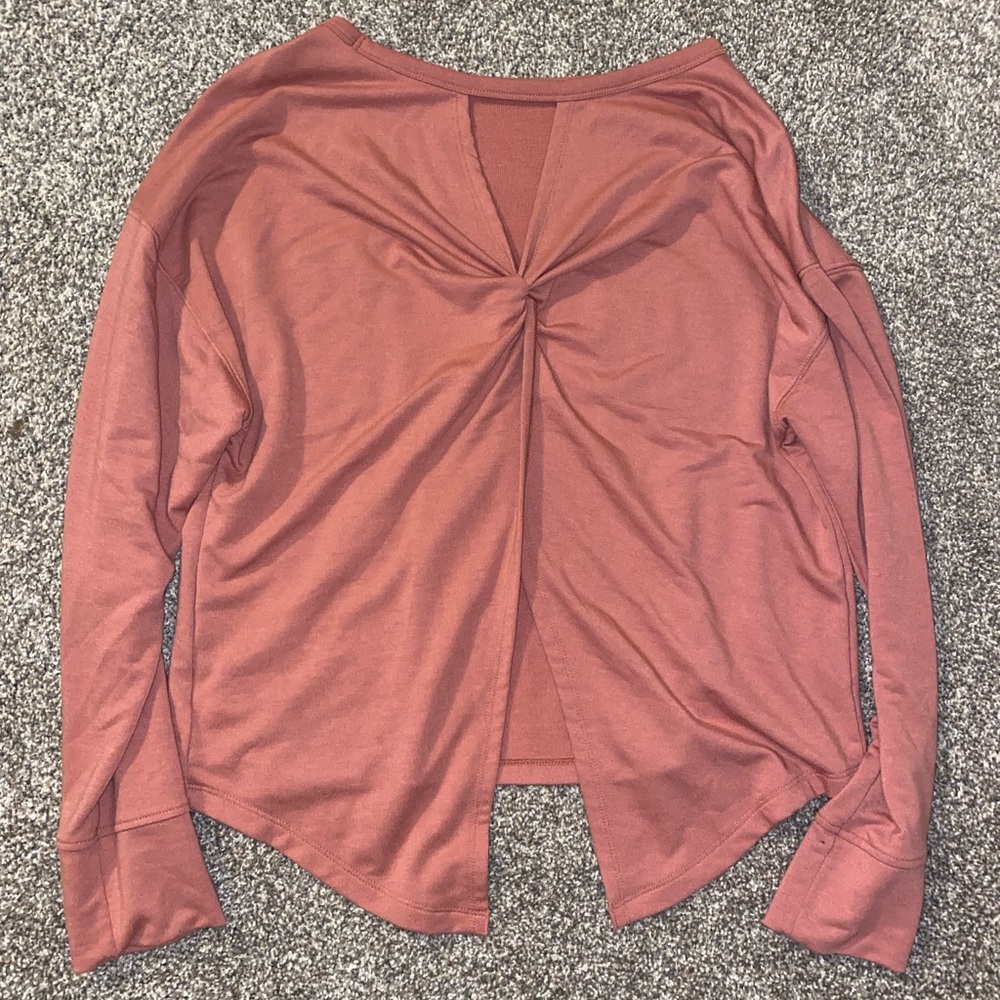 pink long sleeve with cross over back
